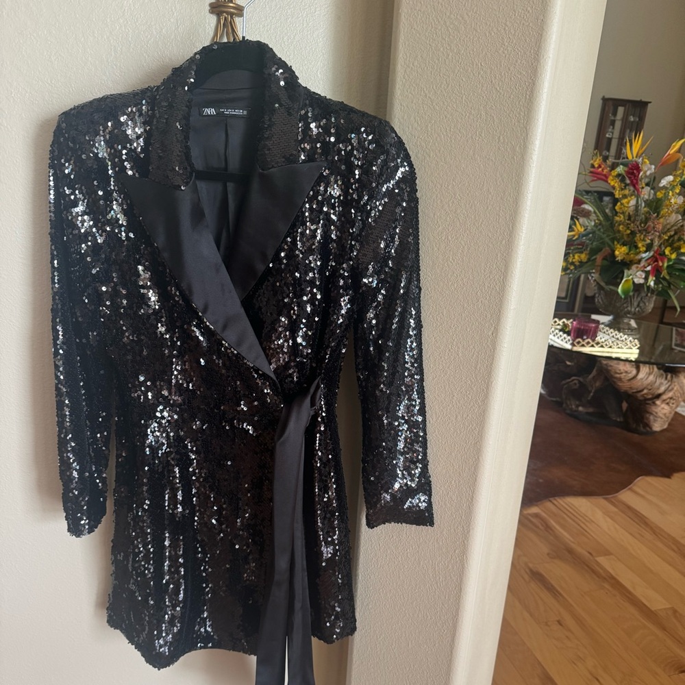Zara sequined blazer dress